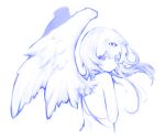 1girl angel_wings bare_back closed_mouth hgb2201 highres looking_at_viewer looking_back non-web_source original solo third_eye white_background wings 