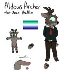 absurd_res anthro cervine deer genitals hi_res male mammal mewlogy model_sheet not-deer penis pride_color_flag