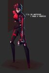  absurdres amputee android aurochima blood bone cyberpunk elster_(signalis) highres joints mechanical_parts metal_skin no_feet pixel_text robot_girl robot_joints science_fiction signalis snubnosed_revolver 