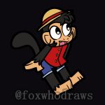 1:1 anthro bloons_tower_defense clothed clothing digital_media_(artwork) foxwhodraws fur hair haplorhine headgear headwear male mammal monkey monkey_d._luffy ninja_kiwi one_piece primate simple_background smile solo tail