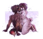 &lt;3 absurd_res anthro blush brown_body brown_fur brown_hair duo ear_piercing eye_contact f-r95 felid female from_front_position fryaz_(f-r95) fur genitals green_eyes grey_body grey_fur hair hi_res hyena intimate kneeling licking looking_at_another male male/female mammal markings mastery_position mikksies_(character) nude piercing pussy romantic romantic_couple saber-toothed_tiger sex smilodon spots spotted_body spotted_fur tail tongue tongue_out