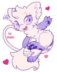 &lt;3 2019 4_fingers 4_toes cute_fangs extyrannomon_(artist) fangs feet feral fingers fur generation_1_pokemon hi_res legendary_pokemon looking_at_viewer male mew_(pokemon) nintendo open_mouth pawpads paws pokemon pokemon_(species) purple_body purple_fur scar solo teeth toes tongue white_body white_fur