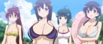  bikini blush breasts brown_hair casual_one-piece_swimsuit cleavage green_hair huge_breasts innertube iwato_kasumi jindai_komaki karijuku_tomoe large_breasts multiple_girls one-piece_swimsuit open_mouth saki saki_achiga-hen screencap small_breasts smile swimsuit takimi_haru 