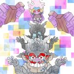  1boy big_nose cleft_chin crown disembodied_limb facial_hair glitch looking_at_viewer mustache official_art open_mouth pointy_ears red_eyes red_hair takeuchi_kou thick_eyebrows third-party_source wario wario_bug warioware warioware:_get_it_together! 