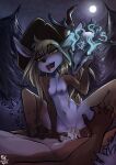 2019 anthro anthro_on_anthro anthro_penetrated anthro_penetrating anthro_penetrating_anthro antlers arlina_(starhoof) blonde_hair blush bodily_fluids breasts clothing cowgirl_position cum cum_drip cum_from_pussy cum_in_pussy cum_inside cum_splatter cum_string deer detailed_background dripping duo ejaculation erection evergreen_tree faceless_character faceless_male female female_focus female_on_top female_penetrated from_front_position full_moon genital_fluids genitals green_eyes hair hat hat_only headgear headgear_only headwear headwear_only hi_res holding_skull horn long_hair looking_at_another looking_at_partner looking_down looking_pleasured lying magic male male/female male_on_bottom male_penetrating male_penetrating_female mammal moon mostly_nude night nipples nude on_back on_bottom on_ground on_top open_mouth open_smile outside penetration penile penile_penetration penis penis_in_pussy plant pussy sex shrub small_breasts smile solo_focus straight_hair tree vaginal vaginal_penetration witch_hat zero-sum