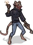 5_fingers alpha_channel anthro biped bottle bottomwear clothed clothing container fingers fur holding_object hoodie jam_(artist) lighter male mammal molotov_cocktail murid murine pants rat rodent simple_background solo topwear transparent_background