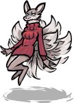 alpha_channel anthro biped breasts canid canine clothed clothing dipstick_tail female fox fur jam_(artist) mammal markings multi_tail simple_background solo sweater tail tail_markings topwear transparent_background turtleneck
