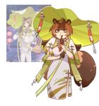 animal_ears animal_humanoid asian_clothing bell canid canid_humanoid canine canine_humanoid clothing crossgender dress east_asian_clothing female hi_res humanoid joydoesathing male mammal mammal_humanoid mtf_crossgender nu:_carnival plant solo tail tanuki_(nu:_carnival) tanuki_humanoid