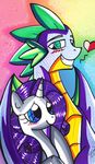  &lt;3 aurora-chiaro blue_eyes blush couple dragon duo equine female friendship_is_magic green_eyes hair horn male mammal my_little_pony purple_hair rarity_(mlp) smile spike_(mlp) unicorn wings 