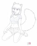  anastasia arctic_fox canine cleavage clothed clothing collar female fox kacey kalahari looking_at_viewer mammal midriff shorts sketch smile solo 
