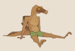 anthro clothed clothing dinosaur hi_res male reptile scalie sitting solo solo_focus spinosaurid spinosaurus theropod underwear underwear_only zagz