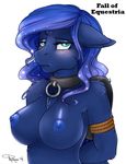  anthro anthrofied arms_behind_back bdsm blue_hair blush bondage bound breasts collar edit equine fall_of_equestria female friendship_is_magic hair horn looking_at_viewer mammal my_little_pony nipples phathusa plain_background portrait princess_luna_(mlp) severed_horn slave solo white_background winged_unicorn wings 
