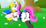  book butt clothing equine female hair high_school horn lolmaster mammal my_little_pony original_character outside pussy revena solo tree unicorn uniform young 