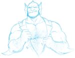 beard biceps blue_and_white broadway_(gargoyles) clothed clothing disney facial_hair gargoyle gargoyles humanoid male monochrome open_clothing open_shirt open_topwear pecs shirt solo topwear torn_clothing wkd