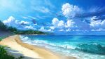  absurdres beach bird blue_sky cloud cloudy_sky day grass highres horizon karasu_100 no_humans ocean original outdoors sand scenery shore sky stairs water waves 