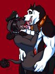  anthro balto_(film) breasts canine dickbitch_molly dickgirl dog duo erection hair intersex kissing male male_on_dickgirl mammal nude open_mouth penis plain_background poodle red_background spacecadet standing steele tongue tongue_out 