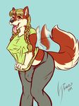  anthro big_breasts breasts bulge canine chloe clothed clothing dickgirl erect_nipples hair intersex long_hair mammal nipples one_eye_closed open_mouth solo spacecadet standing tongue tongue_out 