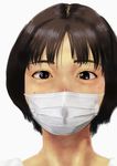  borusen brown_eyes brown_hair clitoris_slip face looking_at_viewer original portrait pussy_peek short_hair solo surgical_mask wet_spot white_background 