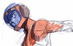  1boy cosmo_yuki densetsu_kyojin_ideon ez6 male male_focus pilot_suit sketch solo 