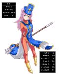  1girl arms_behind_back blue_eyes bodysuit boots breasts cosplay cross dragon_quest dragon_quest_iii hair_between_eyes hat head_tilt holding_mace k2_(skt5005) large_breasts long_hair looking_at_viewer mace mitre nemoto_hina orange_bodysuit pink_hair priest_(dq3) priest_(dq3)_(cosplay) simple_background skin_tight smile solo standing standing_on_one_leg stats tabard twintails two_side_up user_interface watashi_ga_motenai_no_wa_dou_kangaetemo_omaera_ga_warui! weapon white_background yellow_footwear 