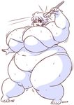  1girl borrowed_character breasts chopsticks food gigantic_breasts obese sprite37 