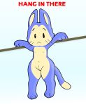absurd_res anthro blue_body breasts brotha&#039;s domestic_cat dragon_ball felid feline felis female genitals hanging_by_arms hi_res mammal nude puar_(dragon_ball) pussy slim small_breasts solo wide_hips