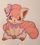  cub cute dress female huiro looking_at_viewer nintendo pok&#233;mon pok&eacute;mon red_eyes solo video_games vulpix young 