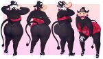 absurd_res anthro bedroom_eyes big_butt boolishclara bovid bovine breasts butt cattle clarabelle_cow clothing disney female footwear hi_res high_heels jewelry lingerie lipstick makeup mammal narrowed_eyes nipples pinup pose seductive solo teasing thick_thighs thong underwear