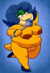anthro areola armband blue_hair breasts clothing crossgender female footwear footwear_only genitals hair hi_res koopa koopaling ludwig_von_koopa mario_bros mostly_nude nintendo nipples nude overbite overweight overweight_female pussy scalie shell-less shoes shoes_only sinribbons solo wand