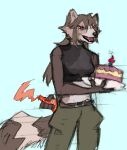 anthro cake candle dessert female food mammal procyonid raccoon red_eyes sketch solo trick unknown_artist