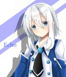  :/ bad_id bad_pixiv_id blue_eyes character_name detached_sleeves echo looking_at_viewer necktie pandora_hearts short_hair silver_hair sketch yamine_kuro 