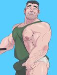  1boy adam&#039;s_apple apron bara bare_pectorals beard_stubble briefs bulge eyebrow_stubble facial_hair frying_pan furrowed_brow green_apron hairy hand_hair holding holding_frying_pan huge_eyebrows large_bulge large_pectorals looking_to_the_side male_focus male_underwear mature_male muscular muscular_male mustache_stubble nearly_naked_apron nipples original paid_reward_available pectorals short_hair sidepec smile solo sparse_arm_hair sparse_chest_hair sparse_leg_hair spiked_hair standing stubble undercut underwear white_male_underwear zettoken 