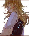  asagao_minoru blonde_hair earrings heterochromia jewelry long_hair male_focus necktie pandora_hearts petals solo_focus spoilers translated vest vincent_nightray yellow_eyes 