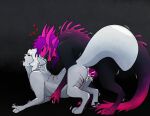ambiguous_gender animal_humanoid bite black_body blood bodily_fluids cel_shading claw_marks claws duo genitals hair heart_symbol humanoid intersex lizard_(rain_world) lizard_humanoid male maleherm markings open_mouth paws penis pink_head pink_markings pink_penis puppetmaster13uwu purple_hair rain_world reptile reptile_humanoid scales scalie scalie_humanoid scruff_bite shaded sharp_teeth slugcat slugcat_humanoid spikes tail teeth thick_tail tongue tongue_out videocult white_body white_hair wounded