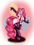  anthro anthrofied blue_eyes cleavage clothed clothing cutie_mark elbow_gloves equine female friendship_is_magic fur gloves hair horse legwear mammal my_little_pony navel open_mouth pink_fur pink_hair pinkie_pie_(mlp) pony solo stockings suirano 