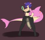 absurd_res big_breasts big_penis bloomz bottomwear bra breasts bulge clothing fish flask genitals hair herm hi_res intersex marine penis purple_hair shark short_hair solo underwear viorica_(scircuit02)