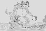 anthro bethesda_softworks big_breasts big_butt breasts butt claws daisy_the_deathclaw deathclaw fallout fan_character female fictional_species hi_res horn huge_breasts long_claws microsoft monochrome muscular muscular_anthro muscular_female nude olozva reptile scalie sketch solo spikes tail teeth_showing thick_thighs wide_hips
