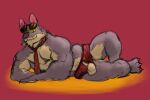  anthro balls body_hair bulge canid canine canis clothing dale_donovan_(friends_vs_friends) eyewear f4rk4sh friends_vs_friends genitals hairy_balls male mammal mostly_nude muscular necktie open_underwear pecs solo sunglasses underwear wolf 
