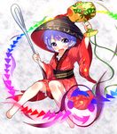  barefoot bow holding_needle japanese_clothes kimono mallet needle open_mouth paragasu_(parags112) purple_eyes purple_hair short_hair solo sukuna_shinmyoumaru touhou wide_sleeves 