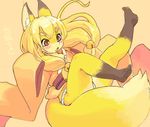  anthro bell blonde_hair blush brown_eyes brown_fur canine clothed clothing cub female fox fur hair japanese_clothing kikurage kimono loli long_hair mammal plain_background rope yellow_fur young 