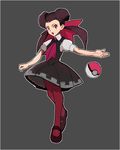  bad_id bad_pixiv_id brown_hair dress hair_pulled_back highres mary_janes minimaki pantyhose pink_legwear poke_ball pokemon pokemon_(game) pokemon_oras red_hair shoes solo tsutsuji_(pokemon) 