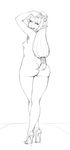  absurdres arms_up ass blush breasts crossed_legs dimples_of_venus full_body greyscale hair_ribbon hands_on_own_head high_heels highres lineart lm_(legoman) long_hair low-tied_long_hair monochrome nipples nude pinup pointy_ears princess_zelda ribbon small_breasts smile solo standing stiletto_heels the_legend_of_zelda the_legend_of_zelda:_skyward_sword thick_thighs thighs watson_cross wide_hips 