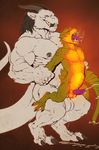  abdominal_bulge balls biceps big_dom_small_sub big_muscles cradling cum cum_inside cumshot digitigrade dragon drake_(species) drooling duo ear_piercing erection everquest eyes_closed fangs fur gay green_scales grin hands-free holding horn iksar jathiros lizard male moan muscles nipple_piercing nipples open_mouth orgasm penis piercing reptile saliva scalie sharp_teeth size_difference stand_and_carry standing steam teeth thewielder tongue tongue_out video_games white_fur zerk 