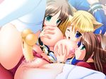  3girls breast_grab breast_sucking breasts censored dildo everyone grabbing group group_sex large_breasts licking moaning multiple_girls pussy sex_toy squeez threesome yuri 