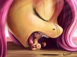  cutie_mark duo equine eyelashes eyes_closed female feral fluttershy_(mlp) friendship_is_magic fur hair horse long_hair male mammal micro my_little_pony open_mouth original_character pink_hair pony ponythroat straight teeth tongue vore yellow_fur 