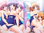  1boy 5girls ass ass_grab bisexual breast_grab censored dildo everyone fingering game_cg girl_on_top grabbing group group_sex licking masturbation moaning multiple_girls mutual_masturbation orgy penis pool public pussy school_swimsuit sex_toy squeez strap-on swimsuit 