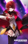  artist_name bad_id bad_pixiv_id black_legwear blurry cape depth_of_field dungeon_and_fighter elementalist_(dungeon_and_fighter) highres long_hair looking_at_viewer mage_(dungeon_and_fighter) pantyhose parted_lips petals pointy_ears red_eyes red_hair solo swd3e2 wind 