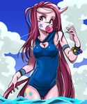  anthro anthrofied beach bracelet bubble bubblegum cleavage clothed clothing cutie_mark equine female friendship_is_magic hair horse human humanized jewelry long_hair m@k mammal my_little_pony one-piece_swimsuit outside pink_body pink_eyes pink_hair pinkamena_(mlp) pinkie_pie_(mlp) pony seaside sky solo standing star swimsuit water 