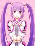  :o hair_ornament hair_tubes long_hair looking_at_viewer miyato000 open_mouth purple_eyes purple_hair solo sophie_(tales) sparkle tales_of_(series) tales_of_graces twintails very_long_hair 