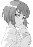  eating ice_cream_cone kill_la_kill kiryuuin_satsuki looking_at_viewer monochrome s_tanly short_hair solo 